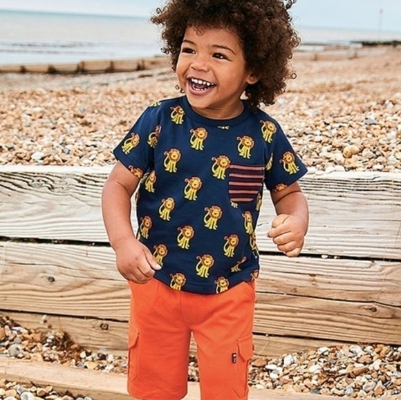 JoJo Maman Bebe Rusty Orange Jersey Cargo Style Pull On Shorts 100% Cotton - Picture 4 of 7